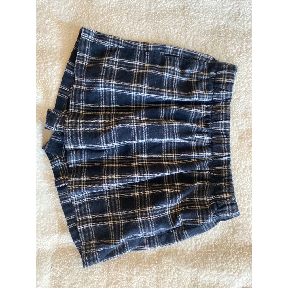 SHEIN Plaid Flannel Shorts Navy Blue White Elastic Waist High Rise Medium